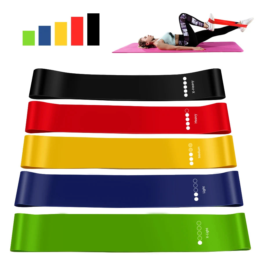 Yoga Sport Exercise Elastic Fitness Bands Ideal for Home 5 Different Levels Resistance Bands Pilates Crossfit Workout Equipment